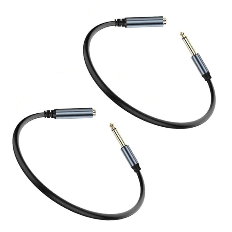 2 Pcs 6.35mm Mono Audio Cable,1/4 Inch TS Mono Male to Female Adapter,Guitar Extension Cable Cord,Gold Plated Audio Cable Stereo Extender for Amplifiers,Guitar Amp,Piano or Mixing Console(30CM) image 1