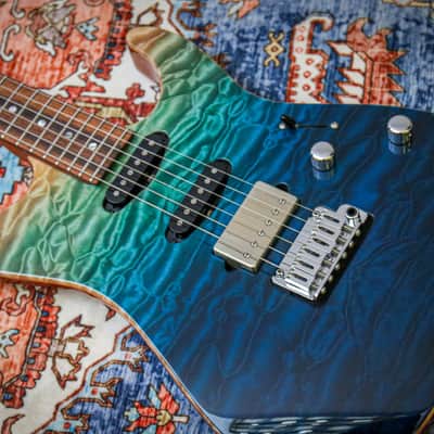 SUHR USA Custom Modern Quilt "Aqua Blue Gradient + Rosewood" (2016) image 6