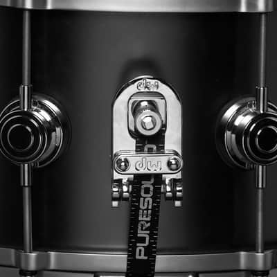 DW Collector's  Satin Black Over Brass 1307 Snare Drum with die cast & brass wires! Harcase inc. image 5