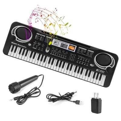 Digital Piano Keyboard 61-Key Portable Electronic Professional Instrument with Microphone image 1