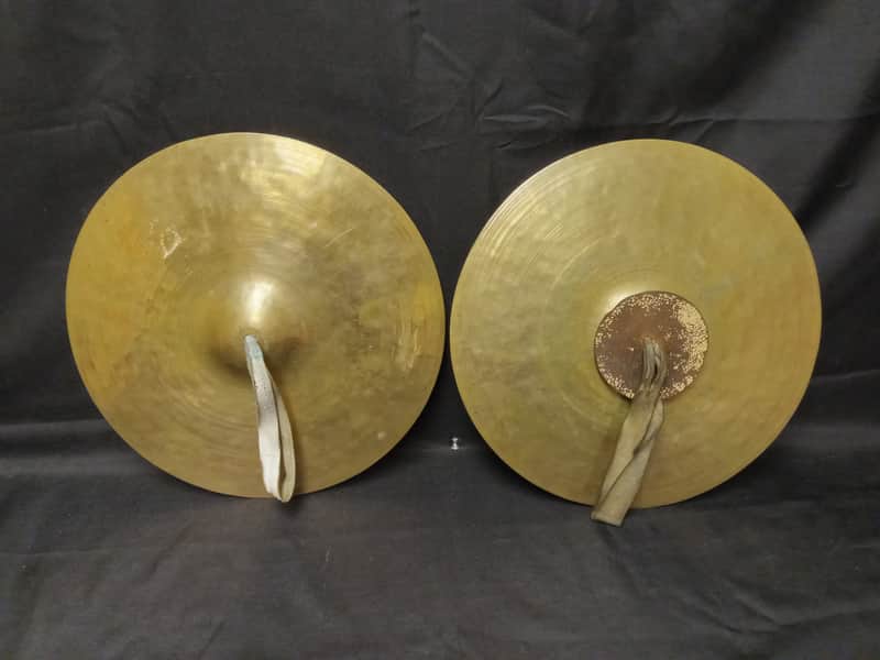 Unbranded Vintage Italian Hand Crash Cymbals 1343g/1467g image 1