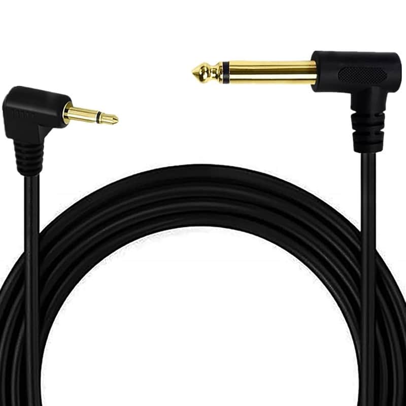 2Pack Right Angle 90 Degree 1/8 to 1/4 Mono Cable, 6.35mm 1/4 Male Mono to 3.5mm 1/8 Mono Male Speaker Cable for Amplifier, Speaker, with Gold Plated Plug 1.8M image 1