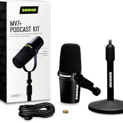 Shure MV7+ XLR/USB-C Dynamic Podcasting Microphone (Black) Including Gator Stand image 4