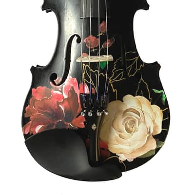 Rozanna's Rose Delight Black 1/2 Violin Outfit with pearl fine tuners image 3