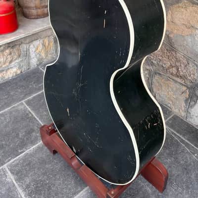 Ultra-Rare 1960 Wandré Naika Double Bass – Made in Italy – Black w/ Carved Lion Headstock & Aluminum Hardware with Hard Case image 13