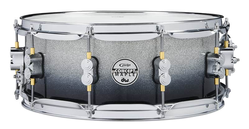PDP Maple Snare Drum - Silver to Black Sparkle - Chrome 14" w/ Remo Head image 1