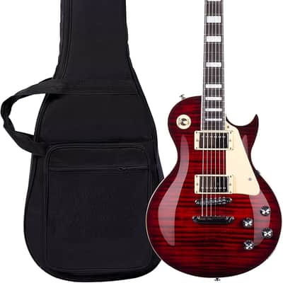 Electric Guitar Solid Body Maple Neck, Stainless Steel Frets, Ideal for All Levels, with Gigbag(Red) image 1