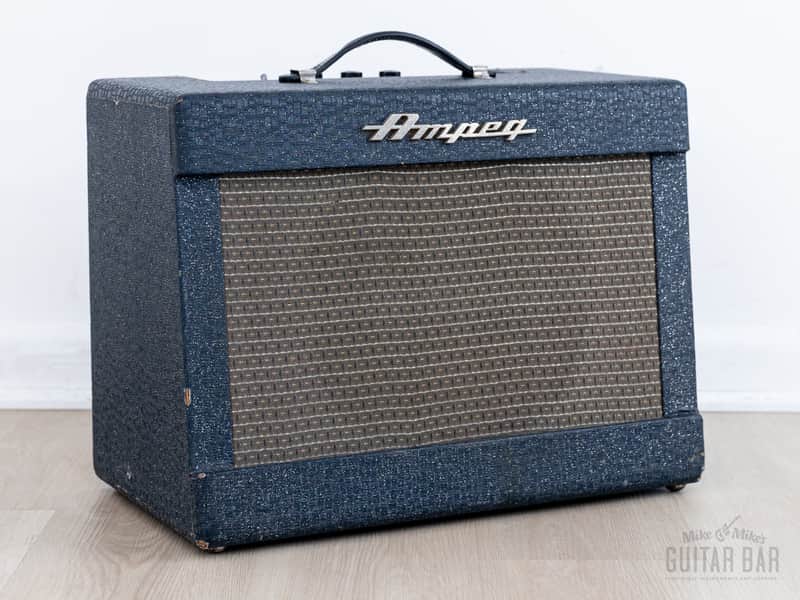 1960 Ampeg Jet J-12 Vintage Tube Amp 1x12 w/ Jensen P12S, Navy Random Flair, Serviced & Clean image 1
