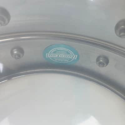 Ludwig No. 402 Supraphonic 6.5x14" 10-Lug Aluminum Snare Drum with Rounded Blue/Olive Badge 1979 - 1984 - Chrome-Plated image 14