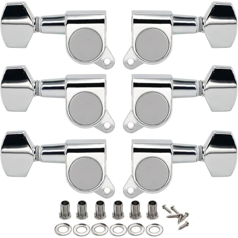 FRETJOYB 18:1 Guitar Tuning Pegs 3x3 Standard Guitar Tuners for Acoustic or Electric Guitar Tuning Keys Machines Heads Replacement-Chrome(3R+3L) image 1