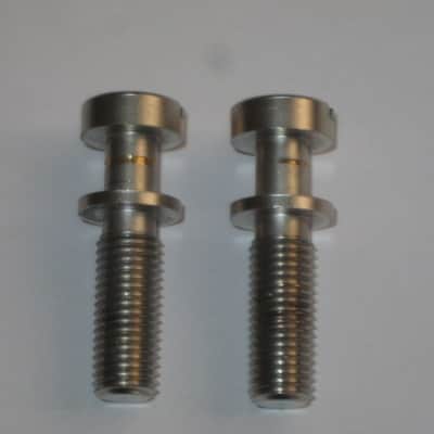 ONE pair of used (lightly relic'd) Gibson (API) Brushed Satin NICKEL finish STUDS (mounting pieces) and Silver finish ANCHORS (inserts) from 2014, for PTTP Brushed Satin NICKEL Finish Stop Bar Tailpiece (Stop Bar Tailpiece NOT included) image 18