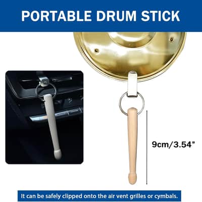 Car Cymbal, Mini Car Cymbal for Air Vent, with Compact Drum Stick, Drum Crash Cymbal Accessory for Car Dash Interior Decoration, Golden image 3