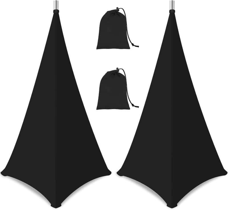 Speaker Stand Cover-Speaker Cloth with 360 Degree Cover, Speaker Tripod Scrim Cover for Speaker/Lighting with Free Travel Bag, 2 Pack Black image 1