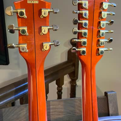 Gretsch 6120 Double Neck Electric Guitar — Orange, Gold Hardware image 6