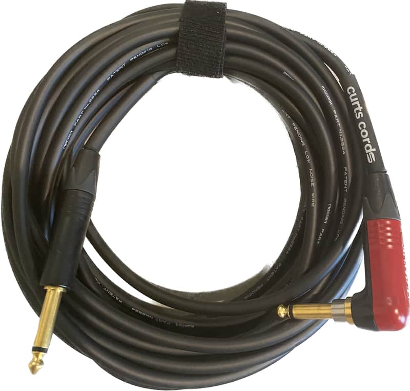 Curts Cords 18' Mogami Gold Guitar/Instrument cable with 1/4" Neutrik Gold Silent Right Angle to Straight Plugs image 1