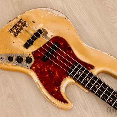 1964 Fender Jazz Bass Pre-CBS Vintage Bass Olympic White w/ Gold Hardware, Case image 8