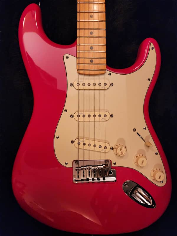 2013 Fender American Deluxe Strat with Maple V Neck Fiesta Red image 1