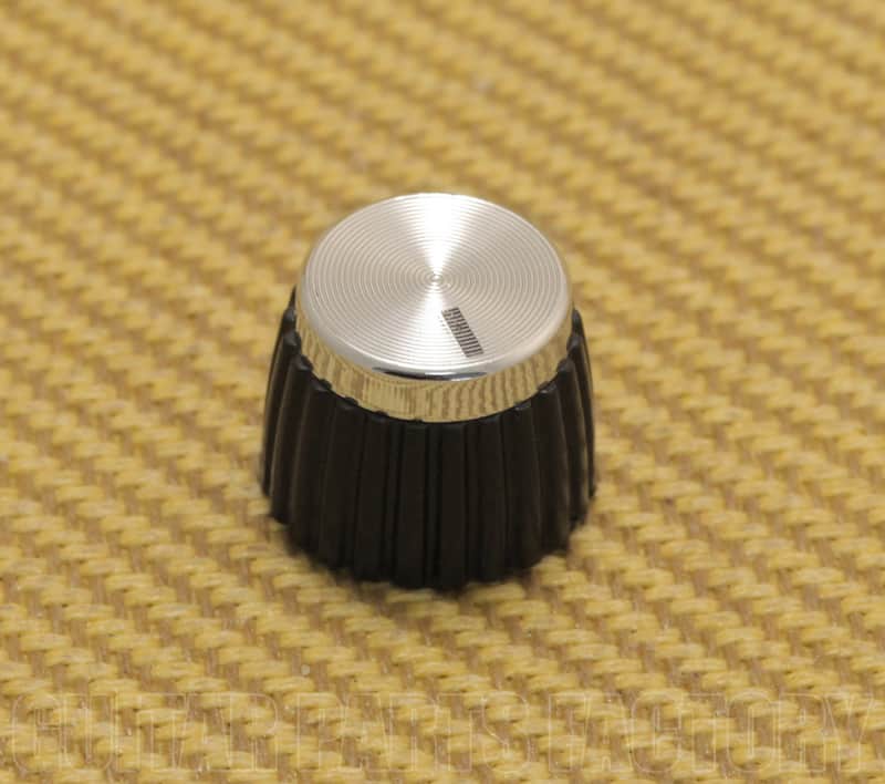 AK-MS-S (1) Marshall Style Plastic Amp Knob Black w/Silver Top image 1