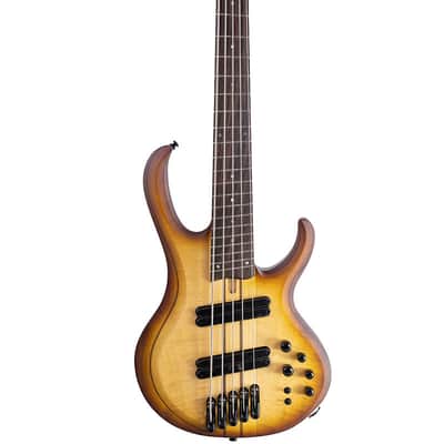 Brand New Ibanez BTB705LMNNF Bass Workshop 5-String Multi Scale Electric Bass Natural Browned Burst Flat image 2