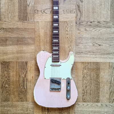 Fender Telecaster Shell Pink with 1966 Jazzmaster neck and red bobbin pickups image 10
