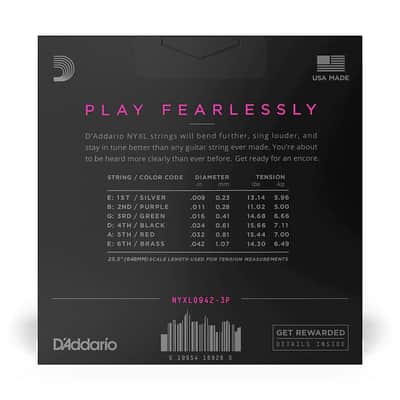 D'Addario NYXL Nickel Wound Electric Guitar Strings 3 Pack (.009 - .042) image 2