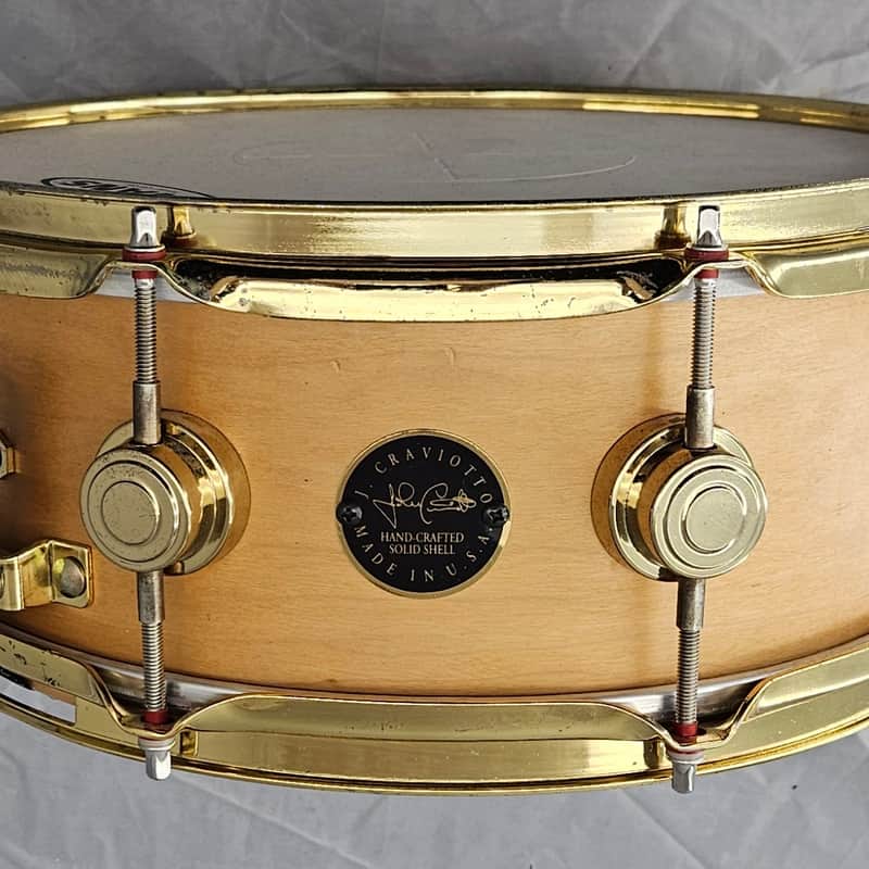 1990s DW Craviatto 13×5.5 Maple Solid Shell Snare Drum Natural…