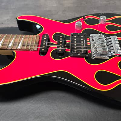Jackson Dinky Pro Series DK2 MJ Japan Hand Painted Signed Hot Rod Flames Japanes MIJ Super Strat HSS Floyd Rose 2002 Fender First Year image 10