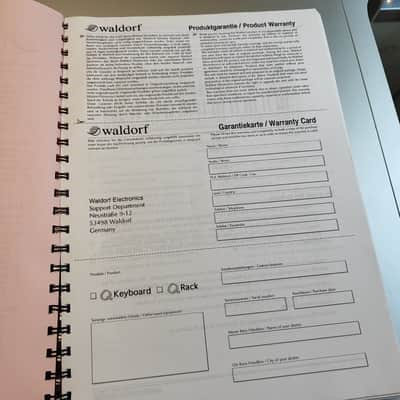 Waldorf Q keyboard owners manual 1999 image 3