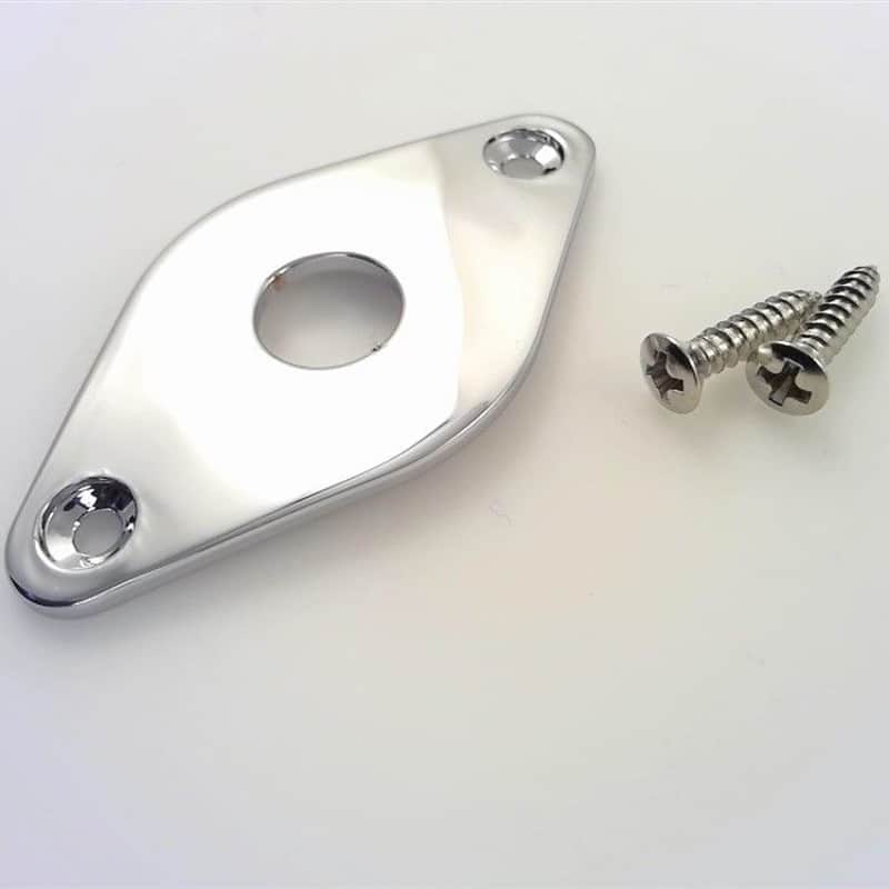 True Custom Shop® Chrome Curved Football Jack Plate w/h Screws for Fender Guitar image 1