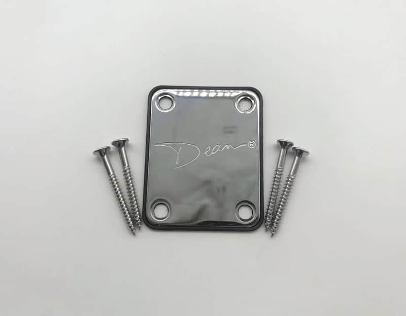 Dean Chrome Guitar Neck Plate with Screws image 1