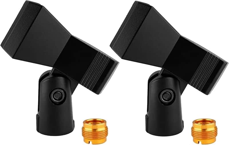 Universal Microphone Clip Holder, Adjustable Mic Butterfly Clip With Adapter for Mic Stand 5/8 Inch Male to 3/8 Inch Female Adapter image 1