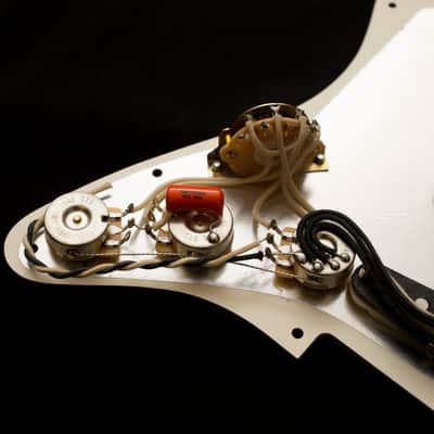 Polaris Loaded Strat Pickguard with Handwound Alnico 2 Pickups, CTS Pots, Orange Drop Capacitor, and Switchcraft Jack image 2