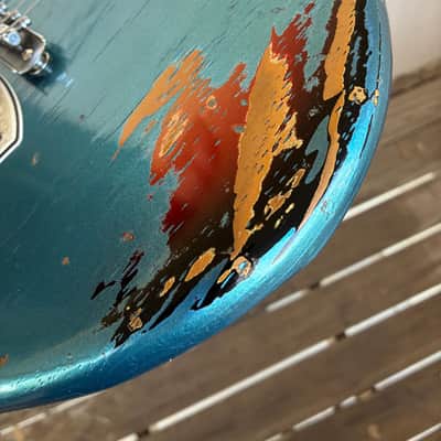 YouTube Vid in description Novo Serus J Lake Placid Blue over 64 sunburst binding electric guitar p90 case image 7