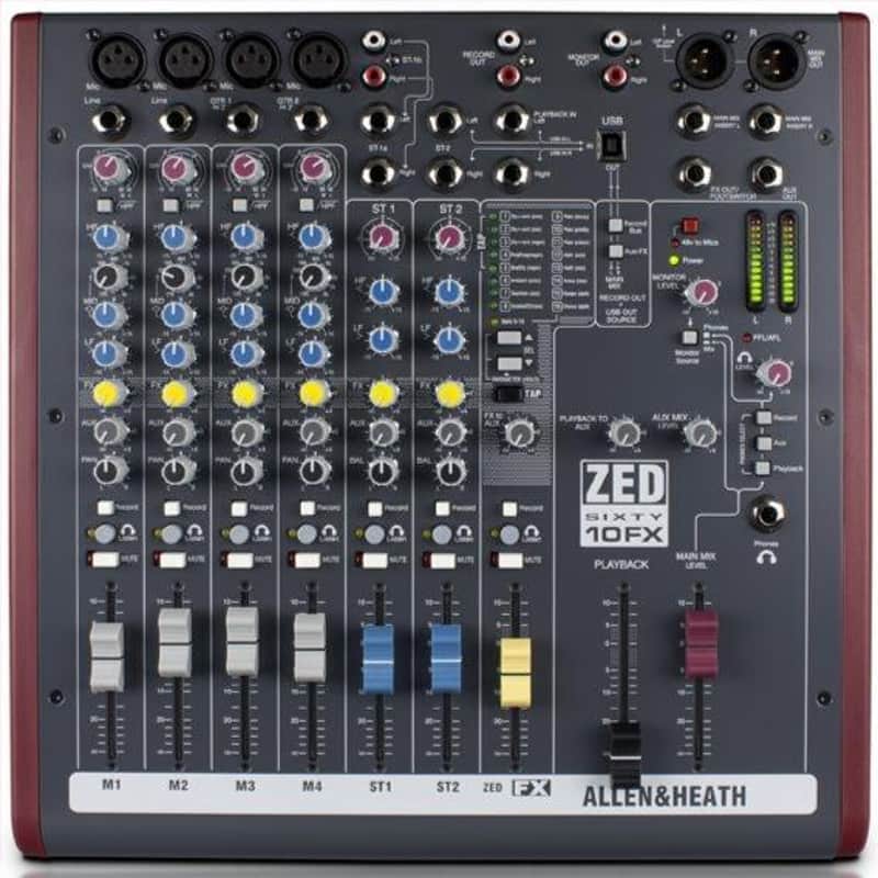 Allen & Heath ZED60-10FX 10 Channel Analog Mixer with FX, 60mm Faders image 1