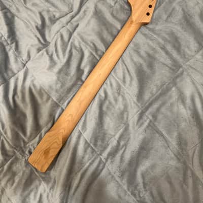 Roasted Maple Guitar Neck, Fits Strat Style, 9.5 radius, half paddle, BLOCK inlay image 3