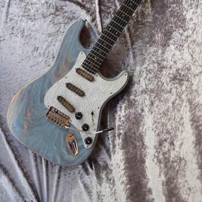 Build to order GB Liuteria Traditional Strato blue jeans relic image 6
