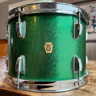 Exc Mid 60s Ludwig No. 942 Classic 8x12" Rack Tom with Keystone Badge in Green Sparkle image 15