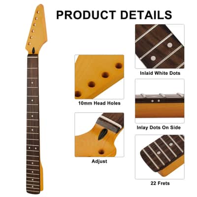 22-fret ST Yellowish Matte Electric Guitar Neck Canadian Maple,Cow Bone Nut image 2