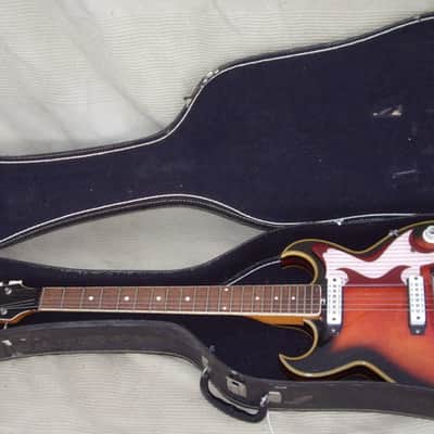 66 EKO Semiacoustic Model 360/2V Florentine THIN -LINE Double Cutaway Sunburst, Vibrola, EX+ image 7