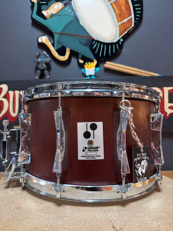 Sonor D-518x MR Phonic Plus 14x8" 10-Lug Beech Snare Drum 1984 - 1989 - Red Mahogany image 1