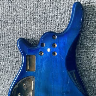 Transparent Blue 4 String Bass Basswood Body image 5