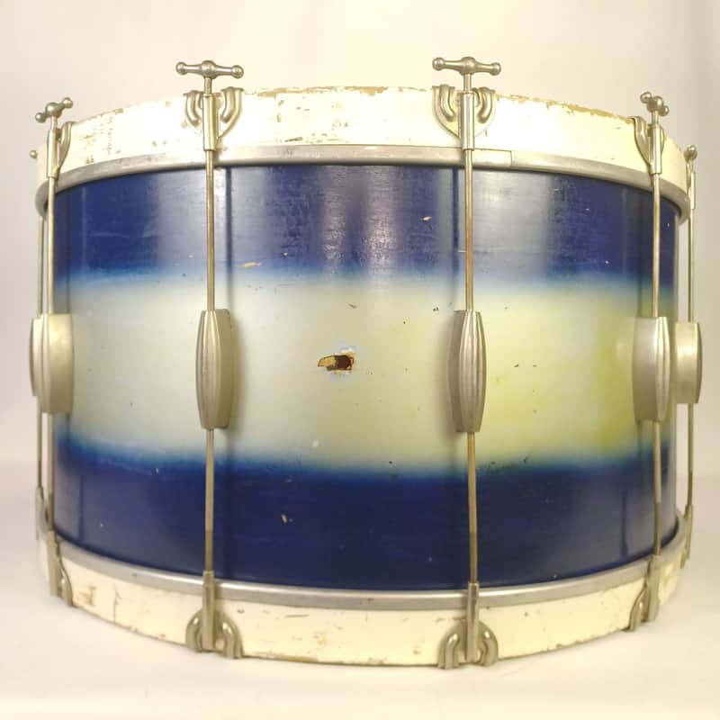 Slingerland 14x28" Blue/Silver Duco Bass Drum 3Ply Mahogany/Maple Radio King 40s image 1