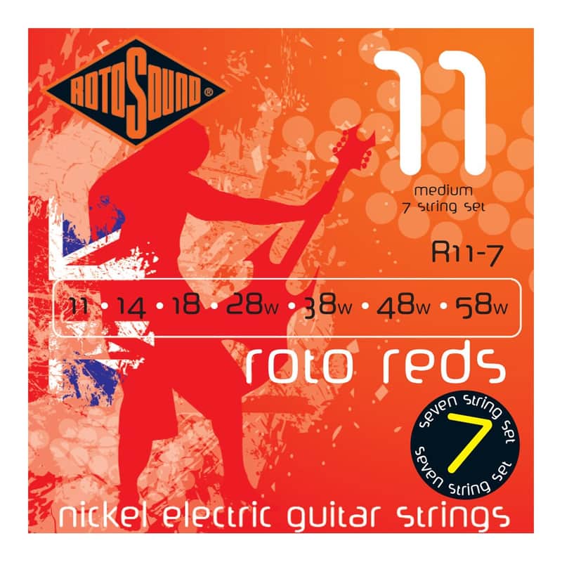 Rotosound R11-7 Roto Reds Nickel Coated Steel 7-String Electric Guitar Strings - Medium (11 - 58) image 1