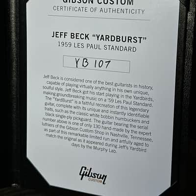 Gibson Gibson Custom Jeff Beck YardBurst 1959 Les Paul Standard image 6