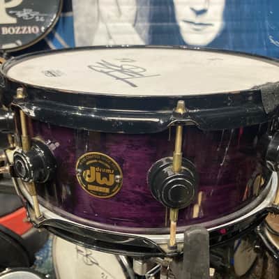 Terry Bozzio's DW - 5.5x13" Craviotto Solid Shell Snare Drum - Transparent Purple Lacquer - Autographed! image 13