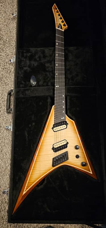 Ormsby Metal V GTR 6 Run 9 Iced Tea Burst Multiscale Fanned Fret w/ Hardshell Case image 1