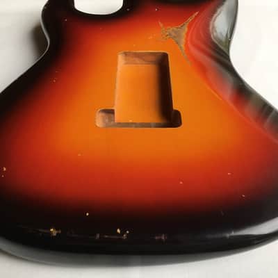 MJT VTS (Fender Stratocaster/Strat style) 3-Tone Sunburst Relic Guitar Body Nitro Finish image 5