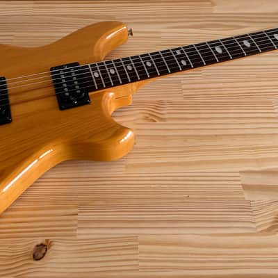 Morris Double Cutaway HH Alembic Clone 1970s 1980s - Natural Transparent in Excellent Condition with Brown Vinylex Gigbag image 2