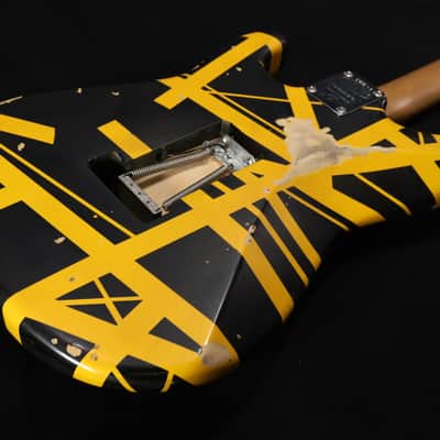 EVH Striped Series Frankenstein Frankie Electric Guitar - Black with Yellow Stripes, Relic 616 image 5
