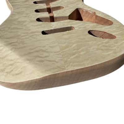 Mahogany Wood Guitar SSS Stratocaster Strat Style Body with Veneer Quilted Maple Top image 3